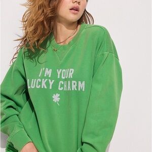 PINK St. Pattys Campus Fleece Oversized Crew Sweatshirt